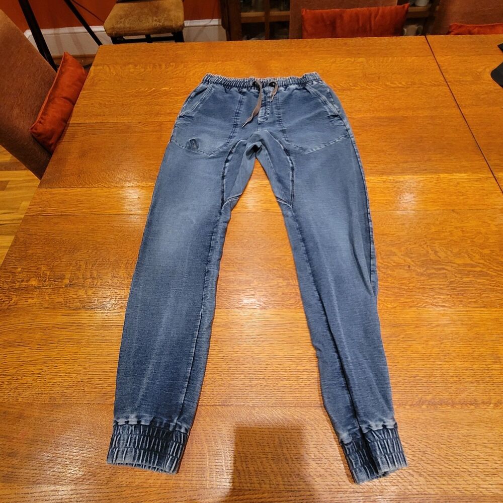 ZANEROBE Flawed Men's Blue Denim Jogger Pants Slim Tapered Drawstring size 32